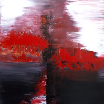 Pintura intitulada "Abstrait rouge" por Sophie Haldi, Obras de arte originais, Acrílico