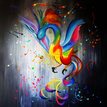 Peinture intitulée "Tel le phoenix elle…" par Sophie Haldi, Œuvre d'art originale, Acrylique