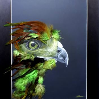 Desenho intitulada "Aigle" por Sophie Haldi, Obras de arte originais, Pastel Montado em Painel de madeira