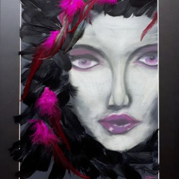 Dessin intitulée "femme rose" par Sophie Haldi, Œuvre d'art originale, Pastel Monté sur Panneau de bois