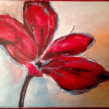 Peinture intitulée "Fleur rouge" par Sophie Hoel, Œuvre d'art originale