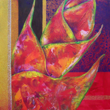 Painting titled "Heliconia" by Sophie Jallet, Original Artwork, Acrylic