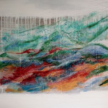 Painting titled "Paysage" by Sophie Lecesne, Original Artwork, Acrylic Mounted on Wood Stretcher frame