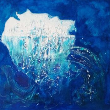 Ζωγραφική με τίτλο "Iceberg" από Sophie Lecesne, Αυθεντικά έργα τέχνης, Ακρυλικό Τοποθετήθηκε στο Ξύλινο φορείο σκελετό