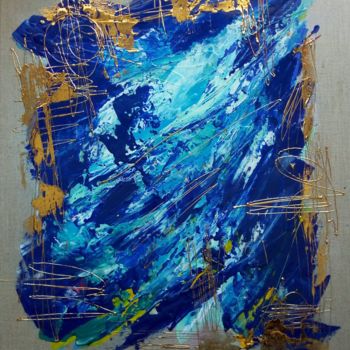 Malerei mit dem Titel "Orée Bleue" von Sophie Lecesne, Original-Kunstwerk, Öl Auf Keilrahmen aus Holz montiert