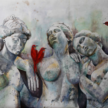 Peinture intitulée "Trois graces" par Sophie Loizeau, Œuvre d'art originale, Huile