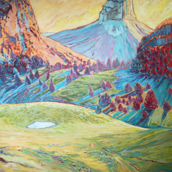 Pittura intitolato "Mont Aiguille, Verc…" da Sophie Mathieu, Opera d'arte originale, Acrilico Montato su Telaio per barella…