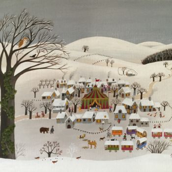 Peinture intitulée "Le village sous la…" par Sophie Motte, Œuvre d'art originale