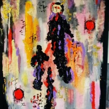 Painting titled "La dame en noir" by Sophie Neirynck, Original Artwork, Acrylic