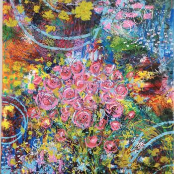 Peinture intitulée "Poésie florale" par Sophie Nigen, Œuvre d'art originale, Acrylique Monté sur Châssis en bois