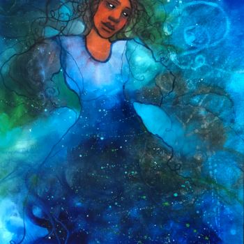 Painting titled "Danseuse bleue" by Sophie Orlicki, Original Artwork, Oil