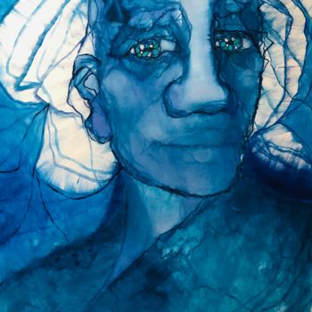 Malarstwo zatytułowany „Grande tête bleue” autorstwa Sophie Orlicki, Oryginalna praca, Olej
