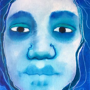 Peinture intitulée "Tête bleue" par Sophie Orlicki, Œuvre d'art originale, Huile