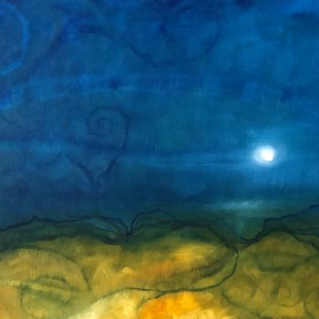 Painting titled "Paysage « lune »" by Sophie Orlicki, Original Artwork, Oil