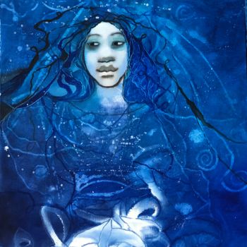 Painting titled "Danseuse bleue" by Sophie Orlicki, Original Artwork, Oil