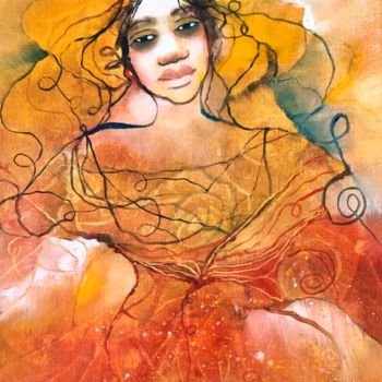 Картина под названием "Danseuse jaune" - Sophie Orlicki, Подлинное произведение искусства, Масло