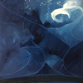 Painting titled "Nuit paysage 9" by Sophie Orlicki, Original Artwork, Oil