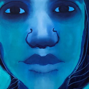 "Tête bleue 11" başlıklı Tablo Sophie Orlicki tarafından, Orijinal sanat, Petrol