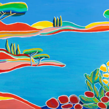 Painting titled "Cap au sud, joli rê…" by Sophie Petetin, Original Artwork, Acrylic Mounted on Wood Stretcher frame