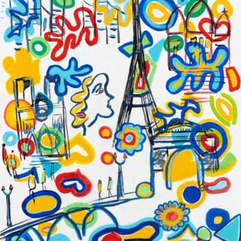 Schilderij getiteld "Enjoy Paris" door Sophie Petetin, Origineel Kunstwerk, Acryl