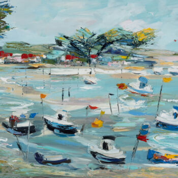 Painting titled "le Cap Ferret sur l…" by Sophie Petetin, Original Artwork, Oil Mounted on Wood Stretcher frame