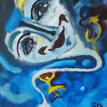 Painting titled "asticot-bleu.jpg" by Sophie Sala, Original Artwork, Acrylic