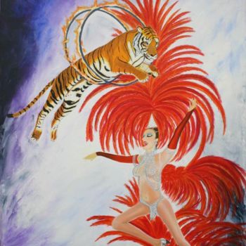 Pintura titulada "Le Saut du Tigre" por Sophie Sirot, Obra de arte original
