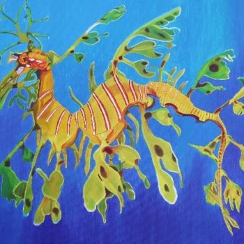 Pintura intitulada "Dragon des mers" por Sophie Sirot, Obras de arte originais