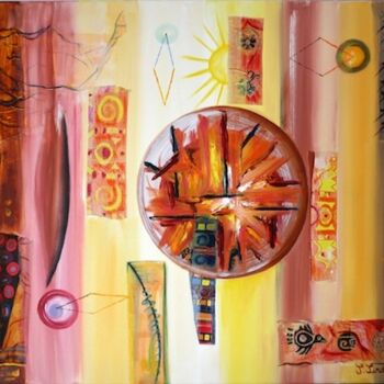 Painting titled "Energie solaire" by Sophie Sirot, Original Artwork, Oil
