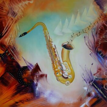 Pintura intitulada "Sur un air de saxo" por Sophie Sirot, Obras de arte originais, Óleo