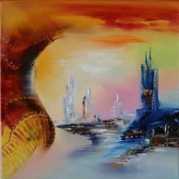 Painting titled "La ville perdue" by Sophie Sirot, Original Artwork, Oil