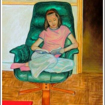 Dessin intitulée "La lecture" par Sophie Tellier, Œuvre d'art originale, Pastel