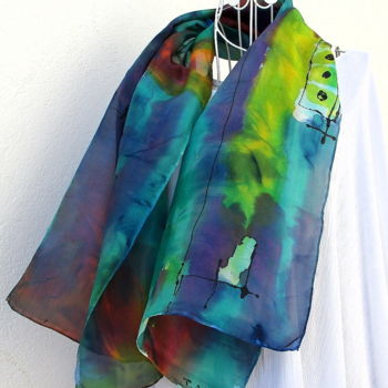 Artcraft titled "Vent d'Est" by Sophie Thiry, Original Artwork, Scarves & Wraps