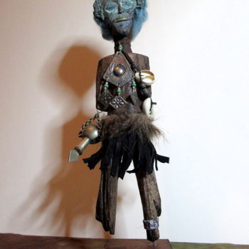Sculpture titled ""Grand sorcier au m…" by Sophie Thiry, Original Artwork, Metals