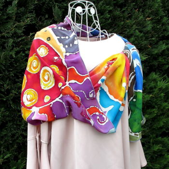 Artcraft titled "Arbre de vie" by Sophie Thiry, Original Artwork, Scarves & Wraps