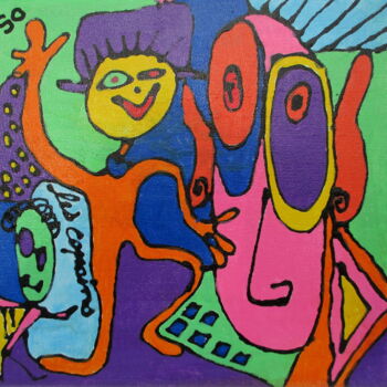 Painting titled ""Les copains d'abor…" by Sophie Thiry, Original Artwork, Acrylic