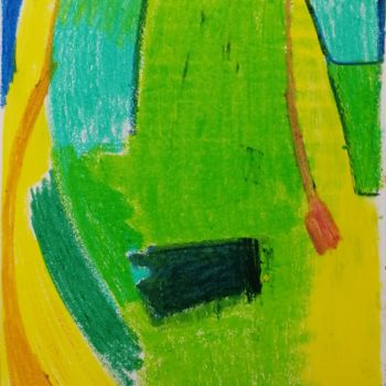 Zeichnungen mit dem Titel "Turquoise Mood" von Sophie Venturini, Original-Kunstwerk, Pastell