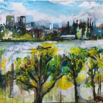 Painting titled "View of the Thames…" by Sophie Venturini, Original Artwork, Acrylic