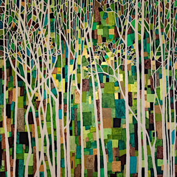 제목이 "Sous-bois 2"인 미술작품 Sophie Cantou로, 원작, 아크릴 나무 들것 프레임에 장착됨