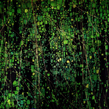 Malerei mit dem Titel "Salix Babylonica" von Sophie Cantou, Original-Kunstwerk, Acryl Auf Keilrahmen aus Holz montiert