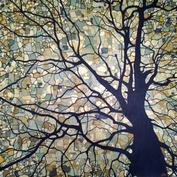 Painting titled "Arbre de bronze" by Sophie Cantou, Original Artwork, Acrylic Mounted on Wood Stretcher frame