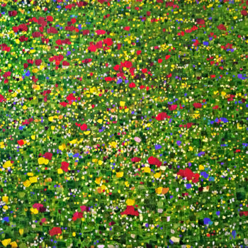 「Fleurs de saison」というタイトルの絵画 Sophie Cantouによって, オリジナルのアートワーク, アクリル ウッドストレッチャーフレームにマウント
