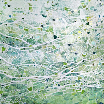 Картина под названием "Lignes océanes" - Sophie Cantou, Подлинное произведение искусства, Акрил Установлен на Деревянная рам…