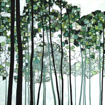 Malerei mit dem Titel "Forêt de pins 2" von Sophie Cantou, Original-Kunstwerk, Acryl