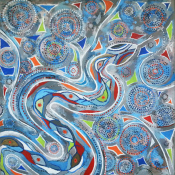 Painting titled "Serpent" by Sophie Cantou, Original Artwork, Acrylic