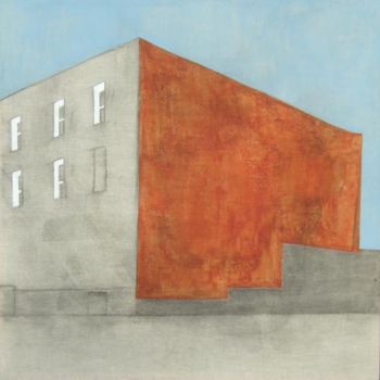 Schilderij getiteld "Large Building" door Sophie Cordery, Origineel Kunstwerk