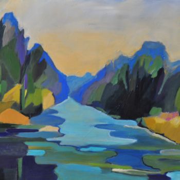 Peinture intitulée "Traverser la rivière" par Sophie Demolins De Jenlis, Œuvre d'art originale, Huile
