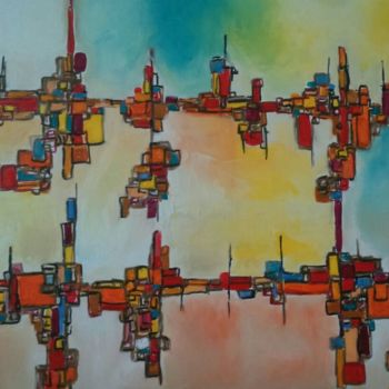 Pintura intitulada "Summer city" por Sophie Delavague, Obras de arte originais, Óleo