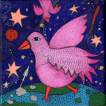 Malarstwo zatytułowany „Oiseau de l'espace” autorstwa Sophie Dubreuil, Oryginalna praca