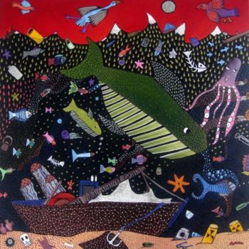 Malerei mit dem Titel "La baleine" von Sophie Dubreuil, Original-Kunstwerk